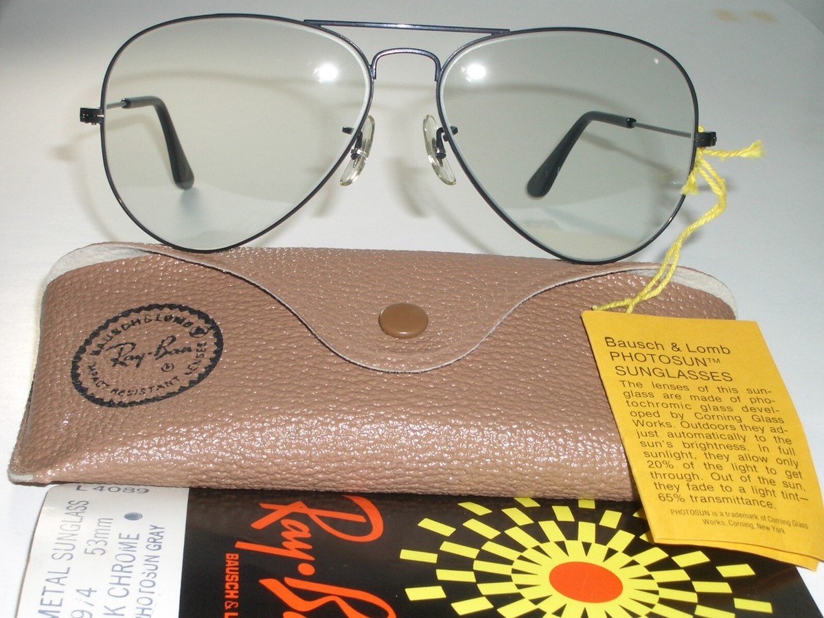 1960's 58[]14 VINTAGE B&L RAY BAN L4089 BLK PHOTOCHROMIC AVIATOR SUNGLASSES  NEW