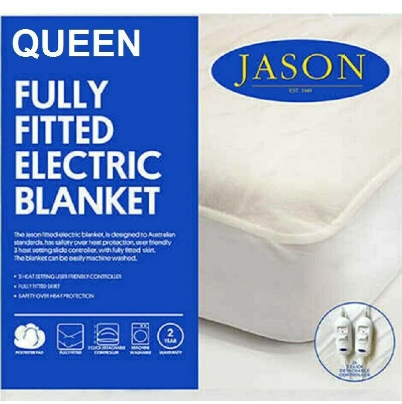 New JASON Insulux FULLY FITTED ELECTRIC BLANKET Washable 2 Controls QUEEN  BED | eBay