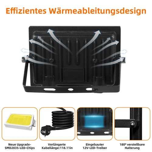 LED Fluter Stecker Außen Strahler Arbeitsleuchte Baustrahler Scheinwerfer Garten - Bild 62 von 251