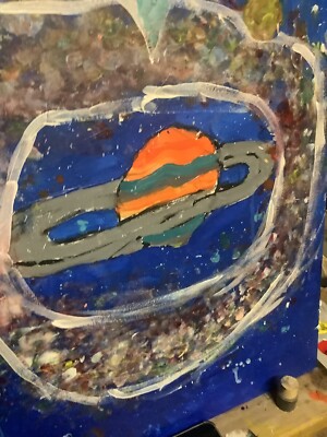 Saturn In Space, paintings on canvas original By Leila Smith