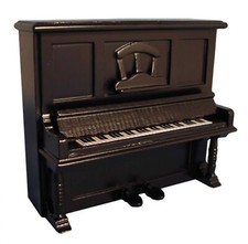 Dolls House Black Piano Wooden Upright 1:12 Scale Miniature Instrument 58 tumdee