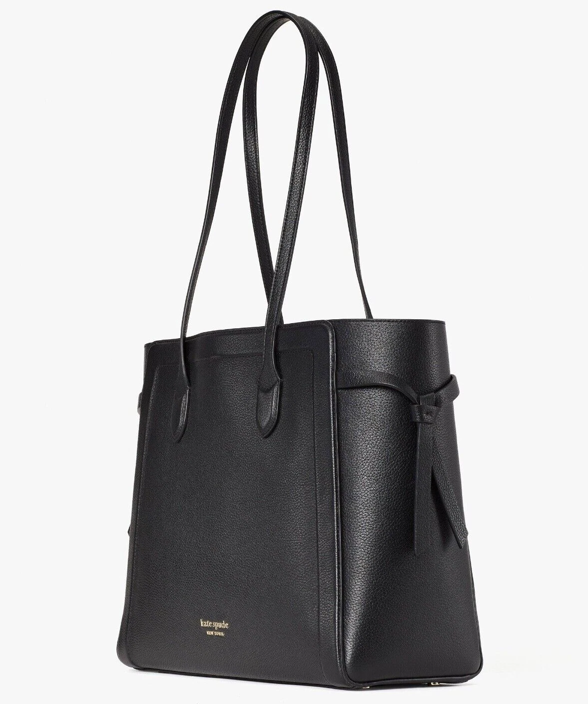 Nuova borsa grande Kate Spade nodo in pelle di ciottoli nera