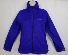 Columbia Omni Shield 100 Nylon Hooded Full Zip Packable Windbreaker Purple S