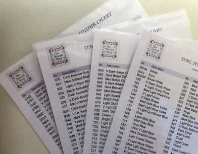 DMC THREADS/SKEINS COLOUR CHART (List of Numbers and Colours/Shades)