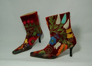 velvet embroidered boots
