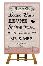 Pink Shabby Chic Vintage Guest Book Wish Tree Personalised Wedding Sign / Poster