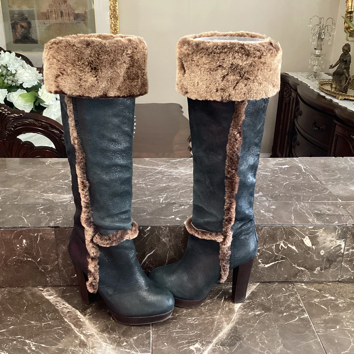 shearling boots tory burch