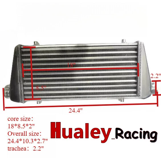 24.4"x10.3"x2.7" ALUMINIO FMIC UNIVERSAL TURBO INTERCOOLER 2.2" ENTRADA/SALIDA tubo  Foto 2 de 4