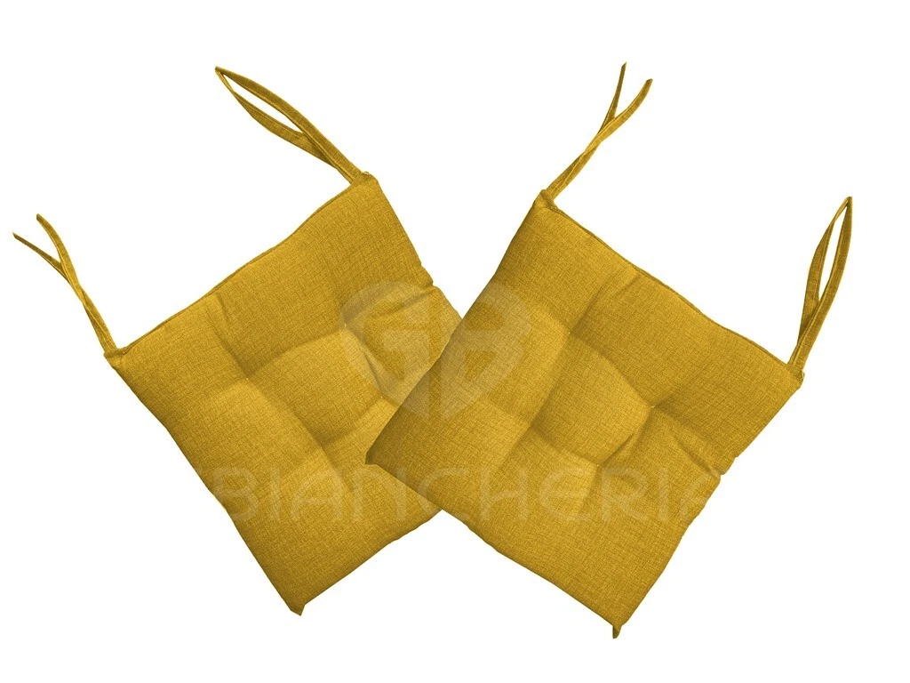 N.6 Cuscini Coprisedia Quadrati Universali | Sfoderabili Con Zip, Colore Giallo | Made In Italy - 2