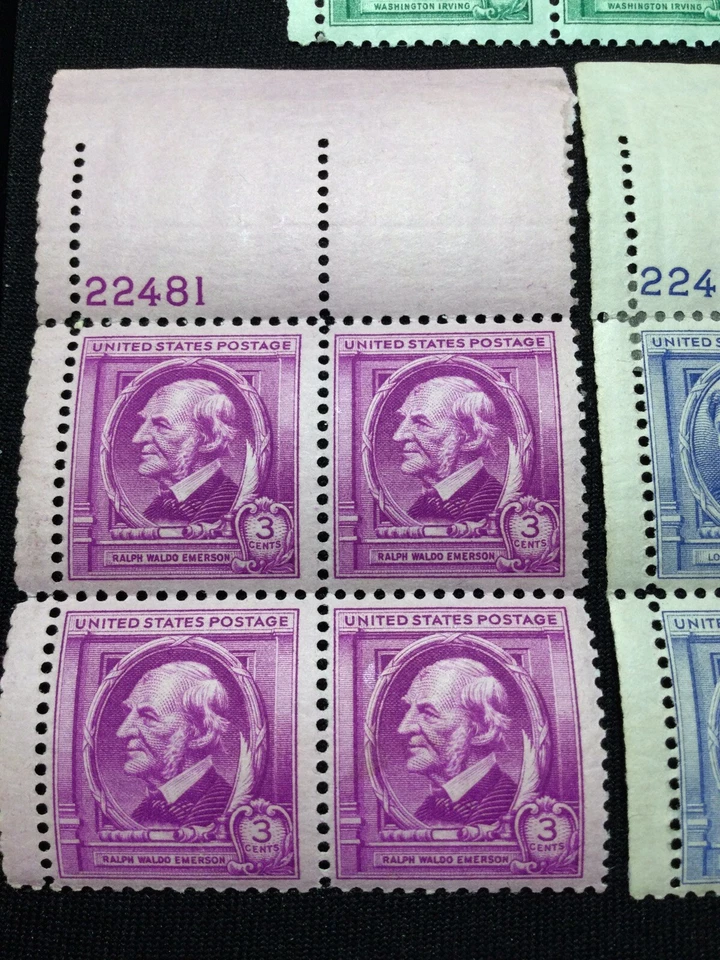 EUA Sc# 859-863 Americanos Famosos - Autores - Conjunto de 5 Blocos de Placa Perfeitos MH - Imagem 4 de 4