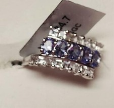   Sterling Silver 1.73cts Tanzanite  White Topaz Sterling Silver Ring it 317 