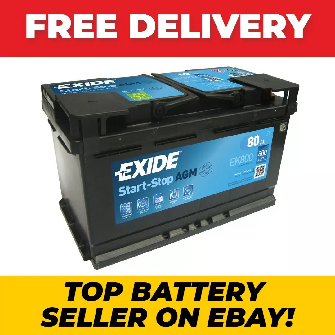 Exide EK800 AGM Autobatterie 12V 80Ah 800A EN Start Stop = Varta F21 Bosch  Fiamm 3661024035729