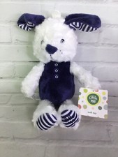 Little Me Puppy Dog Plush Rattle Baby Navy Blue White Stripe Ears Feet Toy Lovey