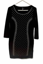 Forever 21 Black Long Sleeve Studded Midi Dress Women’s Size Large