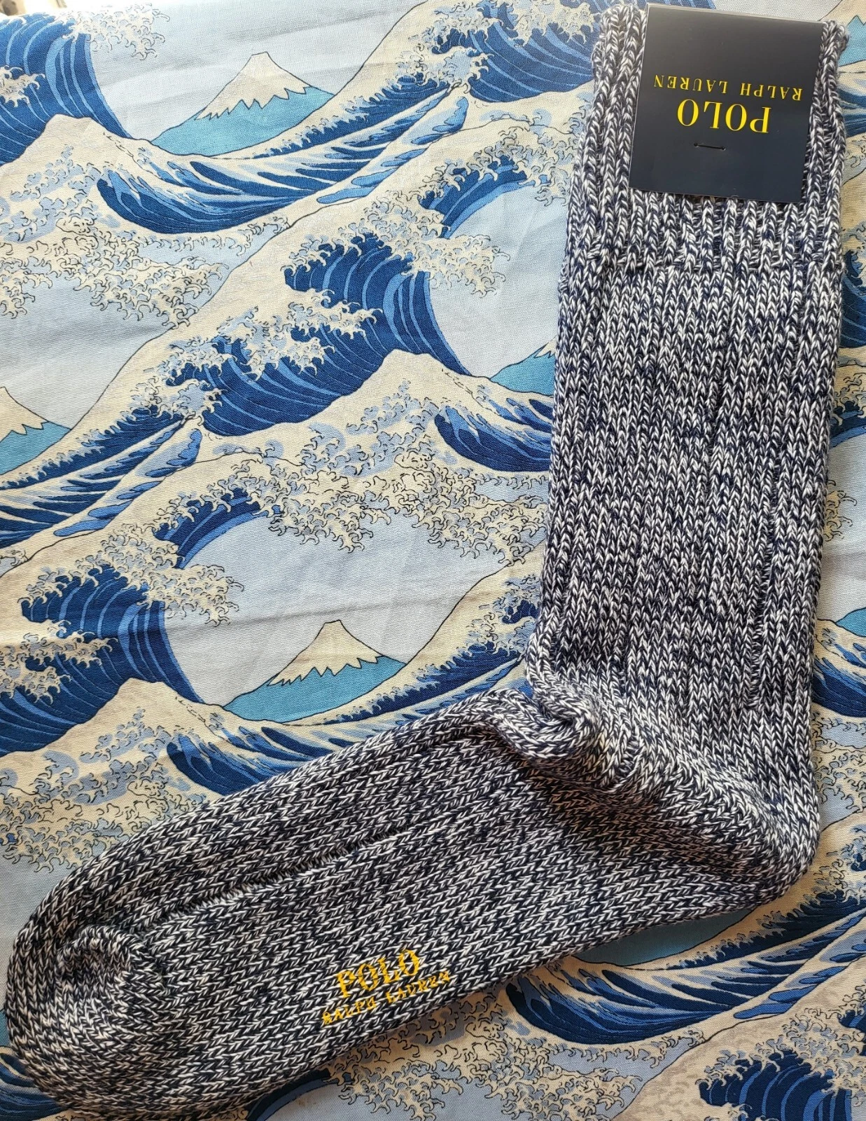 Polo Ralph Lauren Men's Cotton Socks Chunky Rib Melange Navy Blue 1-Size UK 7-11