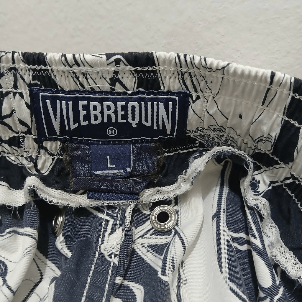 Vilbrequin mens large swim trunks beach shorts black white cars rubik's cube