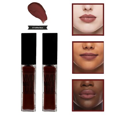 2 Pack Maybelline New York Vivid Matte Liquid Lipstick Lip Color 37 Coffee Buzz