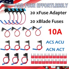 20-PACK 10Amp Fuse Tap Add-A-Circuit Blade Holder For use with ACS ACU ACN ACT