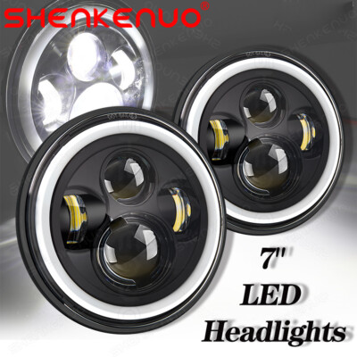 Pair 7'' Round LED Headlights Hi/Lo Beam For Ford Falcon Sedan Delivery 1961-1965