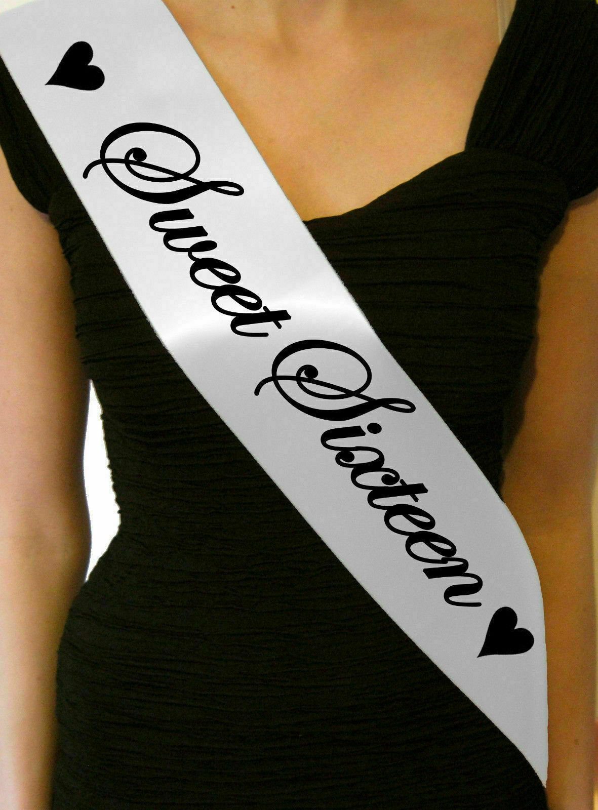 Sweet Sixteen Ivory Birthday Sash Present 16th Sashes Hearts Gift Party