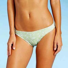 Juniors Ribbed Cheeky Bikini Bottom Xhilaration Green Floral Size Small 0-2