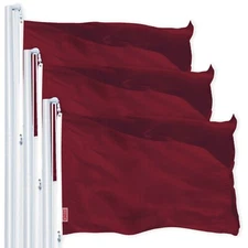 G128 3 Pack: Solid Burgundy Color Flag 2.5x4 Ft LiteWeave Pro Printed 150D  Poly