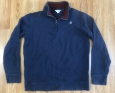 Lands End Kids Navy Blue Sweater 1/4 Zip Up Neck, Size Large 14-16 JR Letters