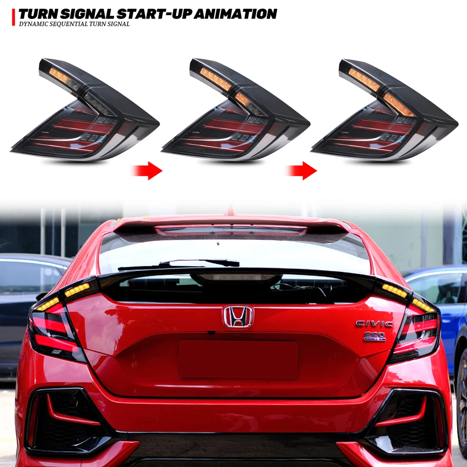 LED Mugen Tail Lights for Honda Civic Hatchback Type R 2016-2021 Rear Lamps - Image 4 of 4