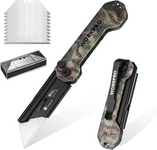 WORKPRO EDC Folding Utility Knife, Mini Box Cutter with Quick Open Axis Lock, Qu