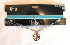 Disney The Little Mermaid Ariel Teal Shell Choker Pearl Silhouette Necklace Set