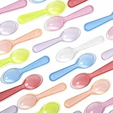 Disposable Mini Tasting Spoons Bulk Pack, Rainbow Neon Plastic by Avant Grub