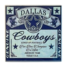 Handmade 4 in Ceramic Square Coaster-Football-Dallas Cowboys-NFL-Gift