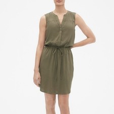 Gap Olive Green Sleeveless Mini Shirt Dress