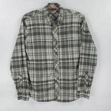 Simms Shirt Mens Medium Gray Green Plaid Fishing Lightweight Cooling Pockets