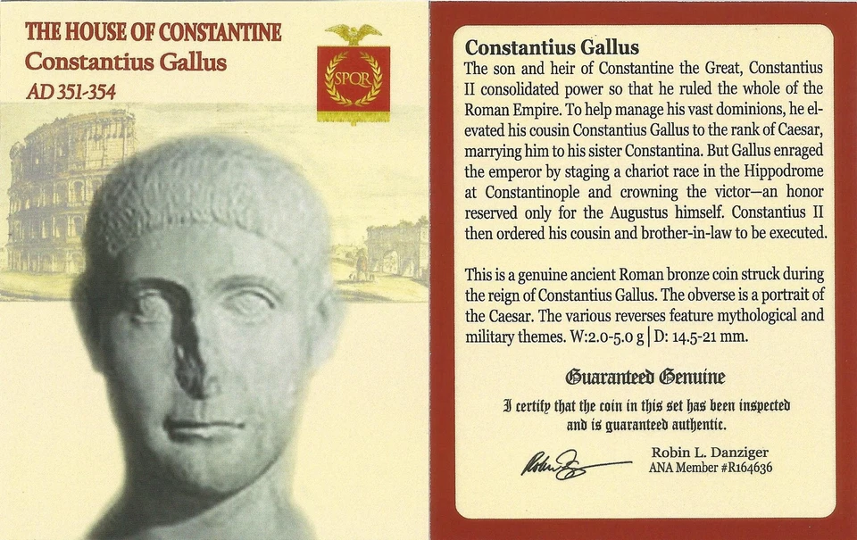 Constantius Gallus Roman AE Coin NGC CH-XF (AD 351-354) Collectible Bronze 🇩🇪 - Image 2 of 3