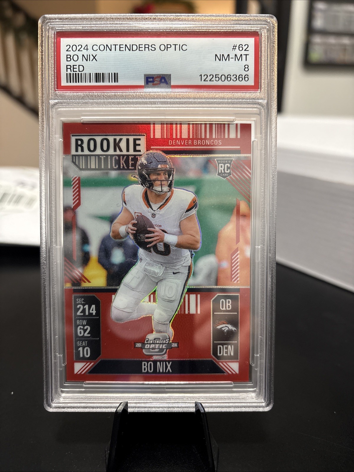 2024 Panini Contenders Optic - Rookie Ticket Bo Nix #62 Red Prizm /199 (RC)