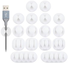 Desk Cable Management Cord Organizer 16 Pack White Self Adhesive Cord Holder Cab