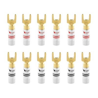 Nakamichi 24k Gold Banana Spade Plugs 12-18 AWG 4mm Speaker AV Hi-Fi