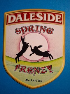 DALESIDE brewery SPRING FRENZY real ale beer pump clip badge Yorkshire hare