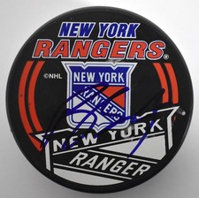 Brandon Dubinsky Signed New York Rangers Logo Hockey Puck Autograph Signature
