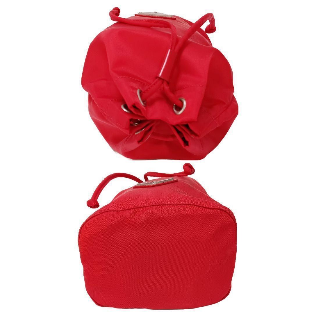 Prada Nylon Red Drawstring Triangle Logo Pouch Au… - image 3