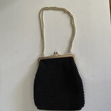 Vintage Walborg Small Black Beaded Evening Bag/Clutch Made in Hong Kong