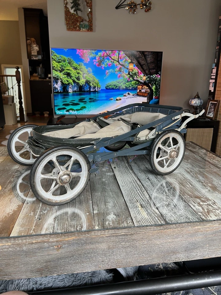 Vintage 1920s Hooded Gendron Baby Doll Carriage Coach Albee Metal Buggy Toronto - Image 4 of 4