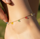 14K Gold plated Multi-Color Crystal Anklet | Emerald Ruby Topaz CZ Charms — photo 1