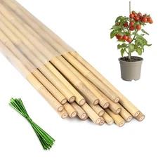 Plant Stakes 18inch, 20Pcs Natural Bamboo Sticks Garden Stakes, Plant Support...