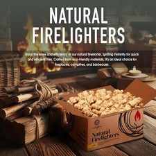 200 Natural Firelighters Wood Wool BBQ Fire Starters 2.2kg Box 0.08 per lighter
