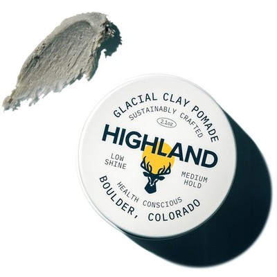 Highland Glacial Hair Clay Pomade 2.1oz   Medium Hold, Low Shine Natural Styling