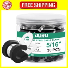 30pcs 5/16 Inch Stainless Steel Cable Clamps,Rubber Coated Cushioned Insulate...