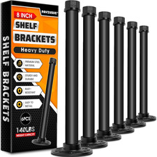 Industrial Pipe Shelf Brackets 8-Inch, Black Floating Shelf Bracket Heavy Duty D