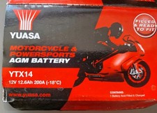 Genuine Yuasa YTX14-BS AGM GEL Motorcycle Battery YTX14BS 4 months old, A1 ,RM24